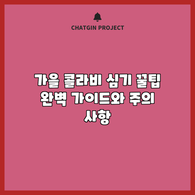 가을 콜라비 심기 꿀팁: 완벽 가이드와 주의 사항