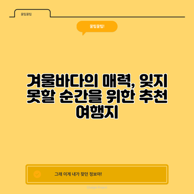 겨울바다의 매력, 잊지 못할 순간을 위한 추천 여행지