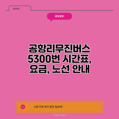 공항리무진버스 5300번: 시간표, 요금, 노선 안내