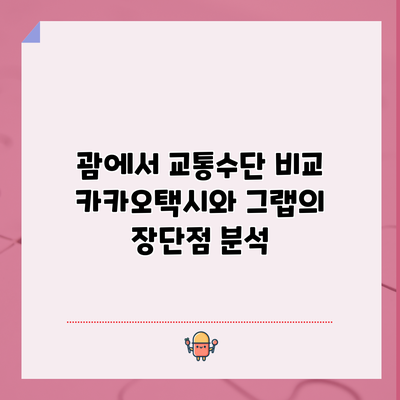 괌에서 교통수단 비교: 카카오택시와 그랩의 장단점 분석