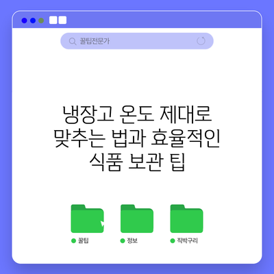 냉장고 온도 제대로 맞추는 법과 효율적인 식품 보관 팁