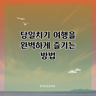 당일치기 여행을 완벽하게 즐기는 방법