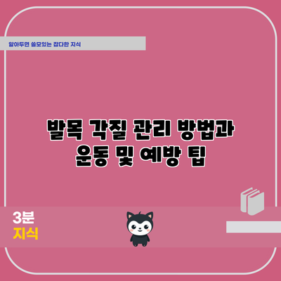 발목 각질 관리 방법과 운동 및 예방 팁