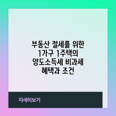 부동산 절세를 위한 1가구 1주택의 양도소득세 비과세 혜택과 조건