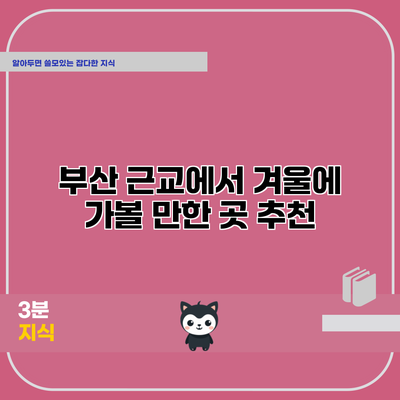 부산 근교에서 겨울에 가볼 만한 곳 추천