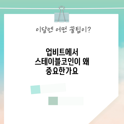 업비트에서 스테이블코인이 왜 중요한가요?