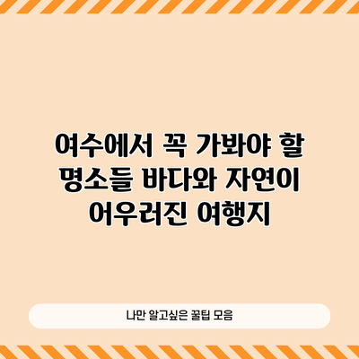 여수에서 꼭 가봐야 할 명소들: 바다와 자연이 어우러진 여행지