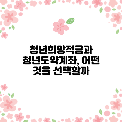 청년희망적금과 청년도약계좌, 어떤 것을 선택할까?