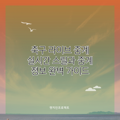 축구 라이브 중계: 실시간 스릴과 중계 정보 완벽 가이드