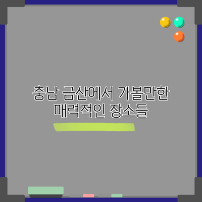 충남 금산에서 가볼만한 매력적인 장소들