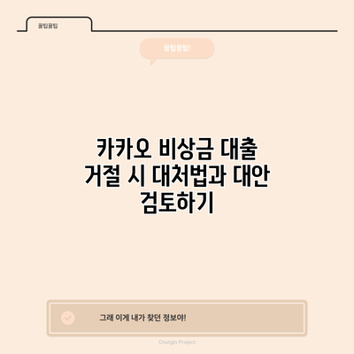 카카오 비상금 대출 거절 시 대처법과 대안 검토하기