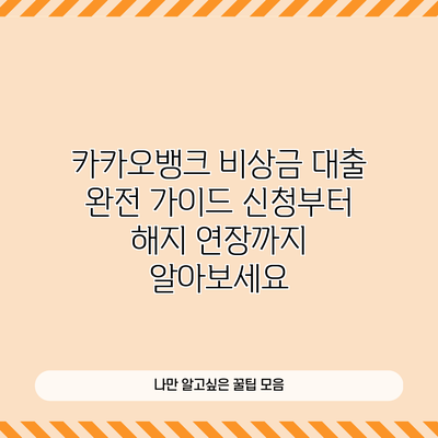 카카오뱅크 비상금 대출 완전 가이드: 신청부터 해지 연장까지 알아보세요