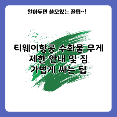 티웨이항공 수화물 무게 제한 안내 및 짐 가볍게 싸는 팁