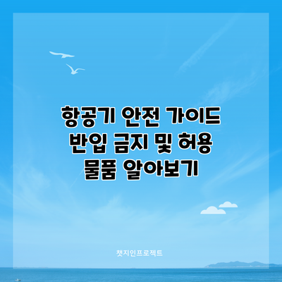 항공기 안전 가이드: 반입 금지 및 허용 물품 알아보기