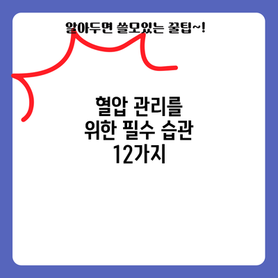 혈압 관리를 위한 필수 습관 12가지