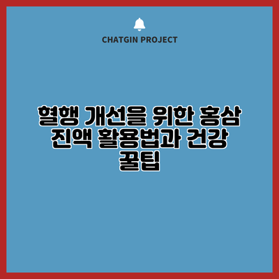혈행 개선을 위한 홍삼 진액 활용법과 건강 꿀팁