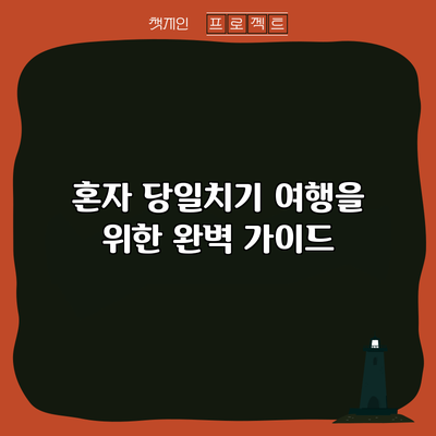 혼자 당일치기 여행을 위한 완벽 가이드