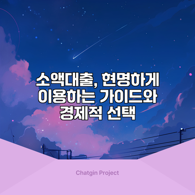 소액대출, 현명하게 이용하는 가이드와 경제적 선택