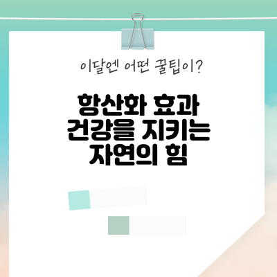 항산화 효과: 건강을 지키는 자연의 힘