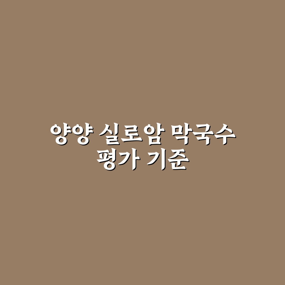 양양 실로암 막국수 맛과 가격 비교 5가지 기준 분석
