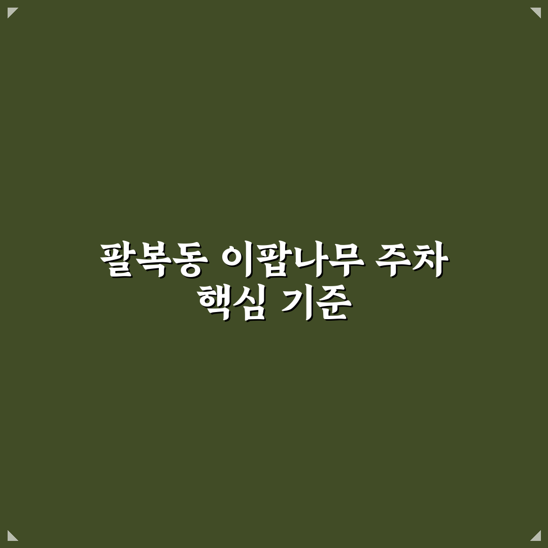 팔복동 이팝나무 주차 조건별 비교와 이용 가이드
