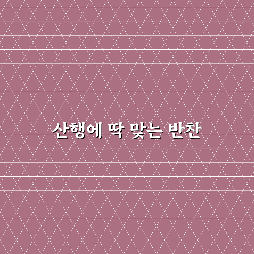 산행 도시락 반찬 추천 꿀팁 완벽 정리