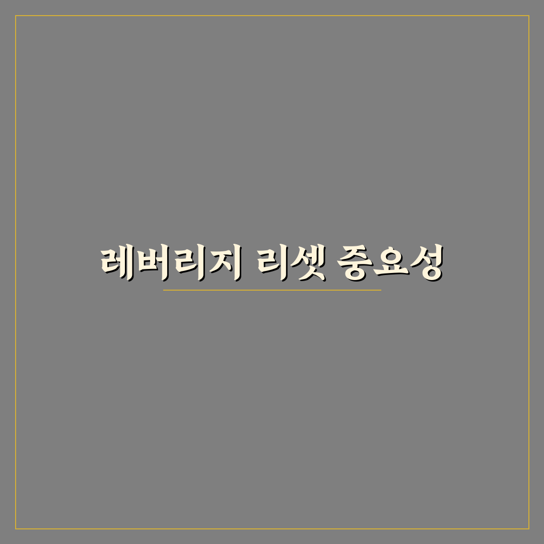 레버리지 리셋 방법과 꿀팁 정리