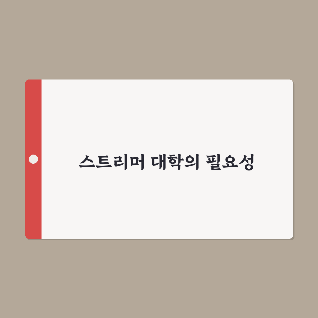 스트리머 대학 꿀팁 정리 초보자도 쉽게 이해하기