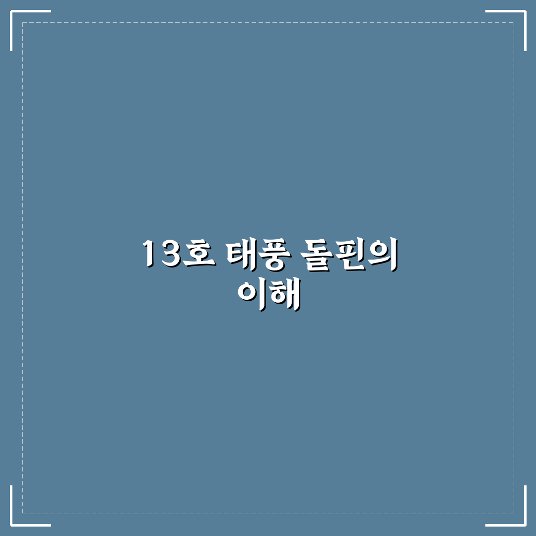 2026년 13호 태풍 돌핀의 영향과 대응 방법 정리