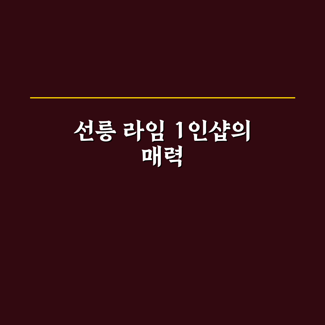 선릉 라임 1인샵 추천과 꿀팁 정리