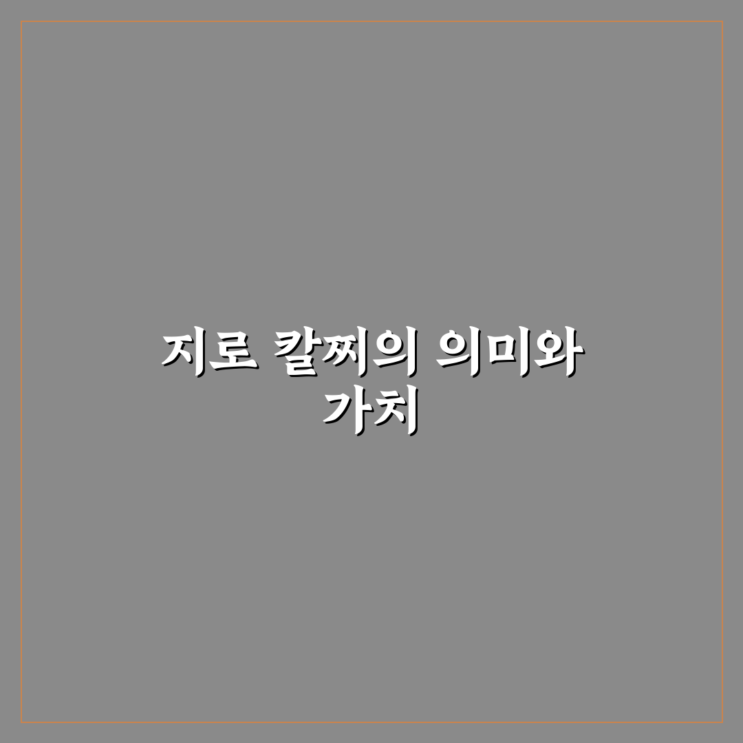 지로 칼찌 사용법과 꿀팁 정리하기