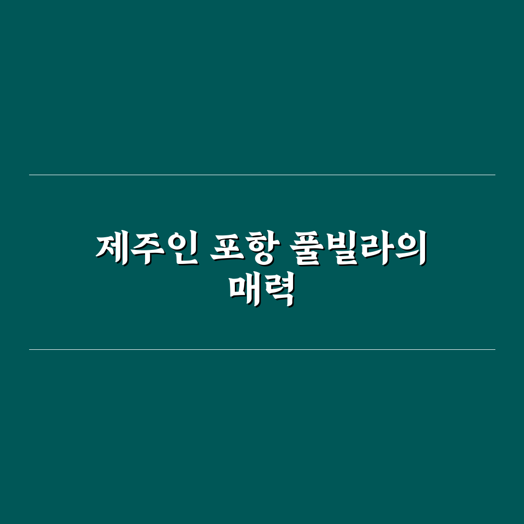제주인 포항 풀빌라 꿀팁 정리와 추천 숙소 안내